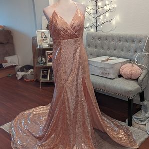 Rose Gold Sequin Mermaid Gown